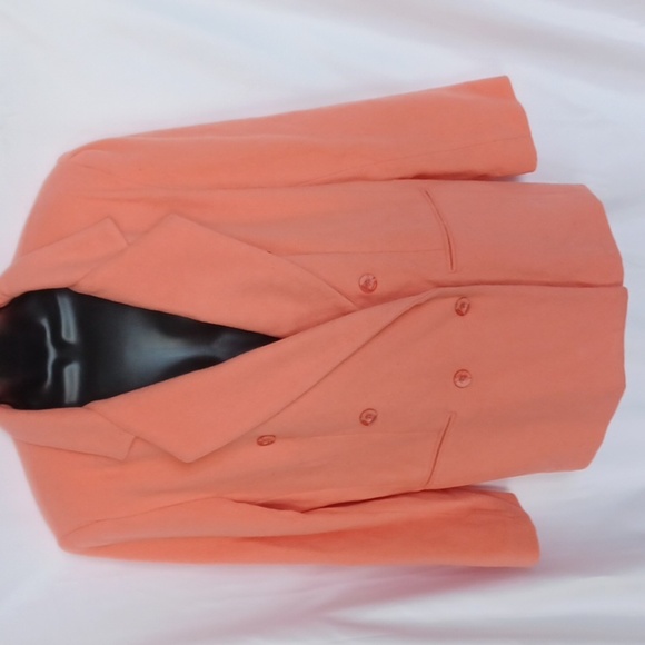 Vintage Herman Geist Peach/Coral Wool & Cashmere Blazer size 12, 23" pit to pit - Picture 1 of 5